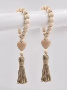 1 件木质壁挂，创意流苏和心形装饰挂饰，适用于家庭、家居装饰、房间装饰、墙壁装饰