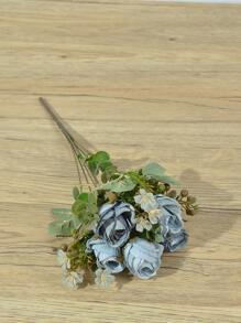 1入組塑料人造花花束婚禮用人造花束家居裝飾 - 藍色 - 查看 1