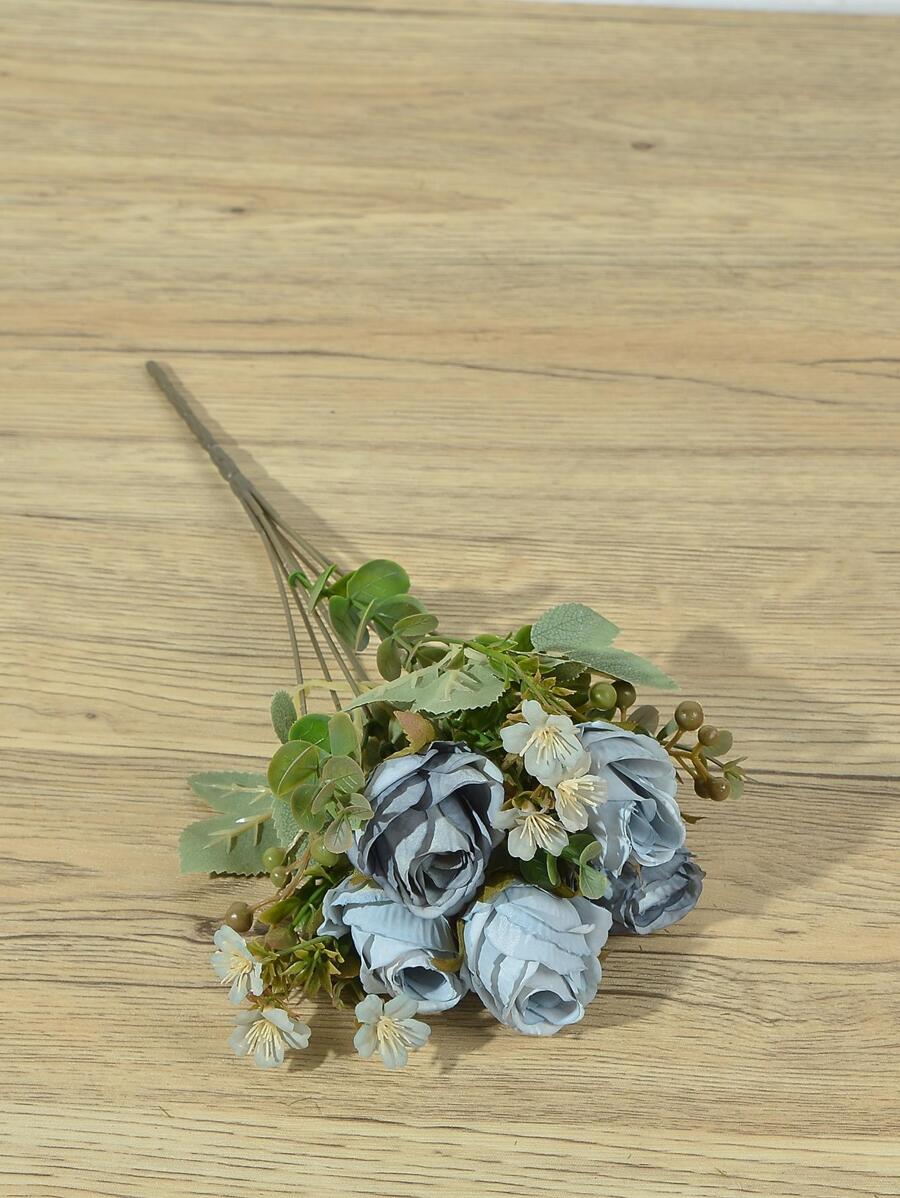 1入組塑料人造花花束婚禮用人造花束家居裝飾 - 藍色 - 查看 1