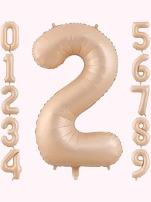 6pcs Giant Caramel Number Balloon With Coffee And Cream White Heart Helium Foil Balloon For Birthday Anniversary Party Decoration - Multicolor - View 4
