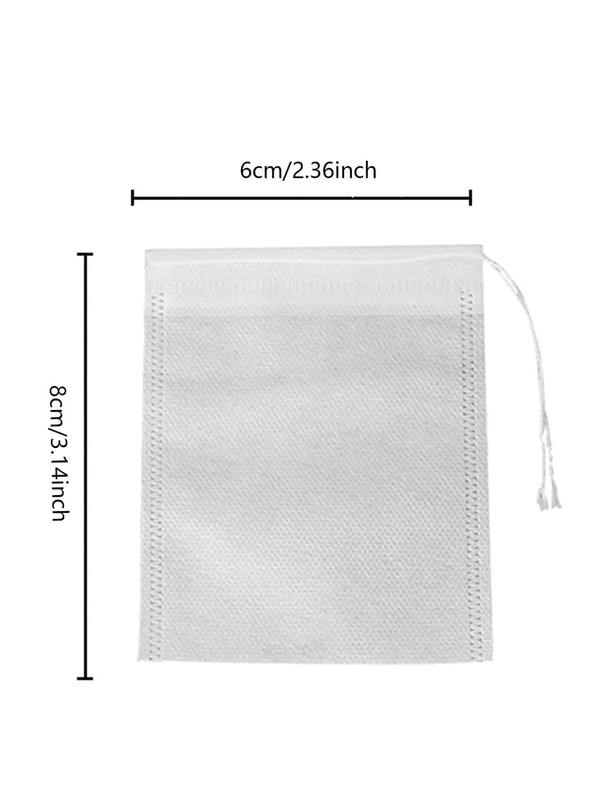 100pcs Disposable Tea Filter Bag, White Drawstring Tea Strainer, For