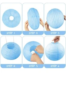 1入組素色紙嬰兒懸掛燈籠適合派對裝飾 - 淺藍色 - 查看 2