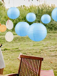 1入組素色紙嬰兒懸掛燈籠適合派對裝飾 - 淺藍色 - 查看 5
