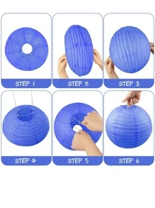 1入組紙燈籠極簡主義素色藍色便攜式掛燈適合派對、家居裝飾 - 寶藍色 - 查看 3