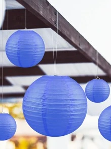 1入組紙燈籠極簡主義素色藍色便攜式掛燈適合派對、家居裝飾 - 寶藍色 - 查看 5