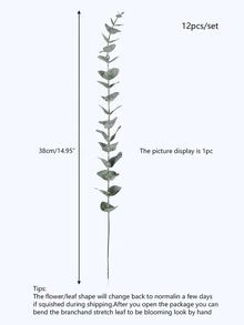 12片人造桉樹葉婚禮用塑料仿真桉樹派對裝飾 - 薄荷綠 - 查看 2