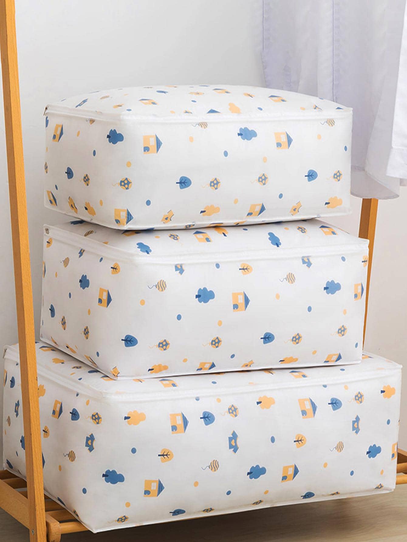 1 gói Bộ tổ chức chăn hoa văn hoạt hình, Bộ tổ chức quần áo lớn cho hộ gia đình - trắng - Xem 1