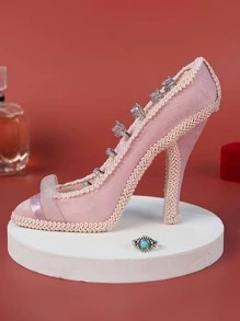 1入組高跟鞋形首飾類收納粉色創意戒指展示適用於派對 - 粉色 - 查看 3