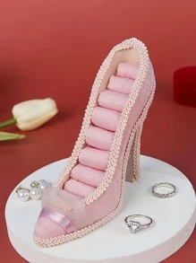 1入組高跟鞋形首飾類收納粉色創意戒指展示適用於派對 - 粉色 - 查看 5