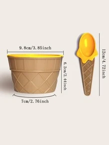 1件套冰淇淋碗和勺子套裝酸奶杯子甜點杯 - 黃色 - 查看 5