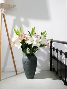 1pc Artificial Lily, Fake Flower Stem For Home Decor - White - View 3