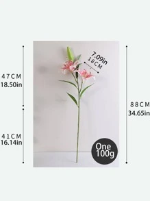 1pc Artificial Lily, Fake Flower Stem For Home Decor - White - View 2