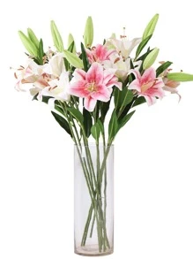 1pc Artificial Lily, Fake Flower Stem For Home Decor - White - View 6