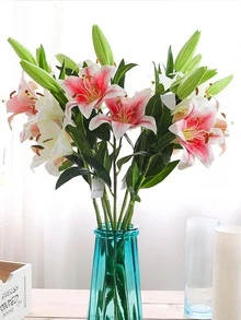 1pc Artificial Lily, Fake Flower Stem For Home Decor - White - View 4