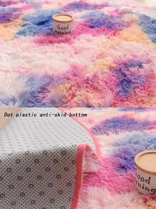 紮染毛絨地毯圓形毛絨防滑地墊適合兒童臥室 - 粉色 - 查看 3