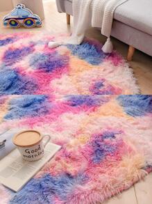紮染毛絨地毯圓形毛絨防滑地墊適合兒童臥室 - 粉色 - 查看 4
