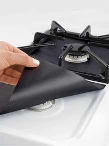 1 pieza Protector unicolor estufa de gas plata PVC estufa para cocina - Plateado - Ver 7