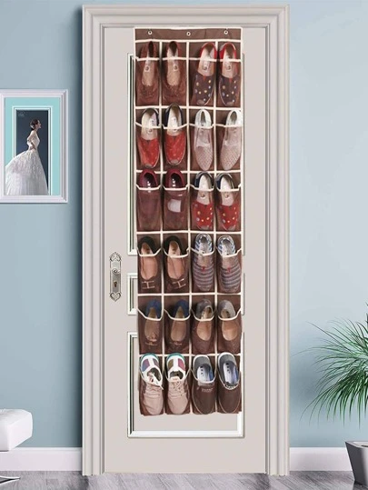 1pc Clear Shoe Storage Bag, Non-woven Fabric Hanging Shoe Organizer For Home