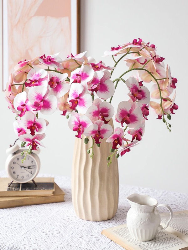 1pc Artificial Phalaenopsis, Plastic Fake Flower Stem For Home Decor