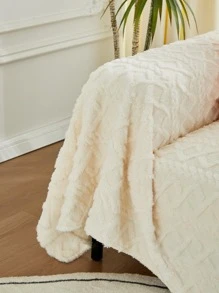 1入組幾何簇絨毛絨沙發毛巾米色織物加厚沙發墊適合冬季