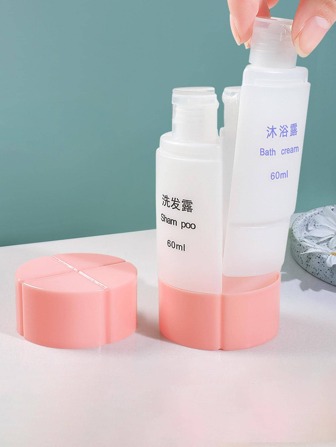 1 件 4 合 1 乳液分配器，粉色便携式包装瓶，适合旅行浴室装饰夏季