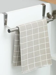 1pc Stainless Steel Towel Rack, Silver Hanging Towel Holder, For Kitchen, Bathroom - Silver - View 3