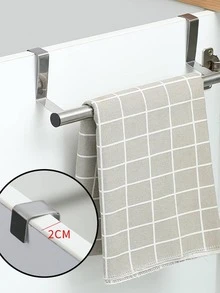 1pc Stainless Steel Towel Rack, Silver Hanging Towel Holder, For Kitchen, Bathroom - Silver - View 2