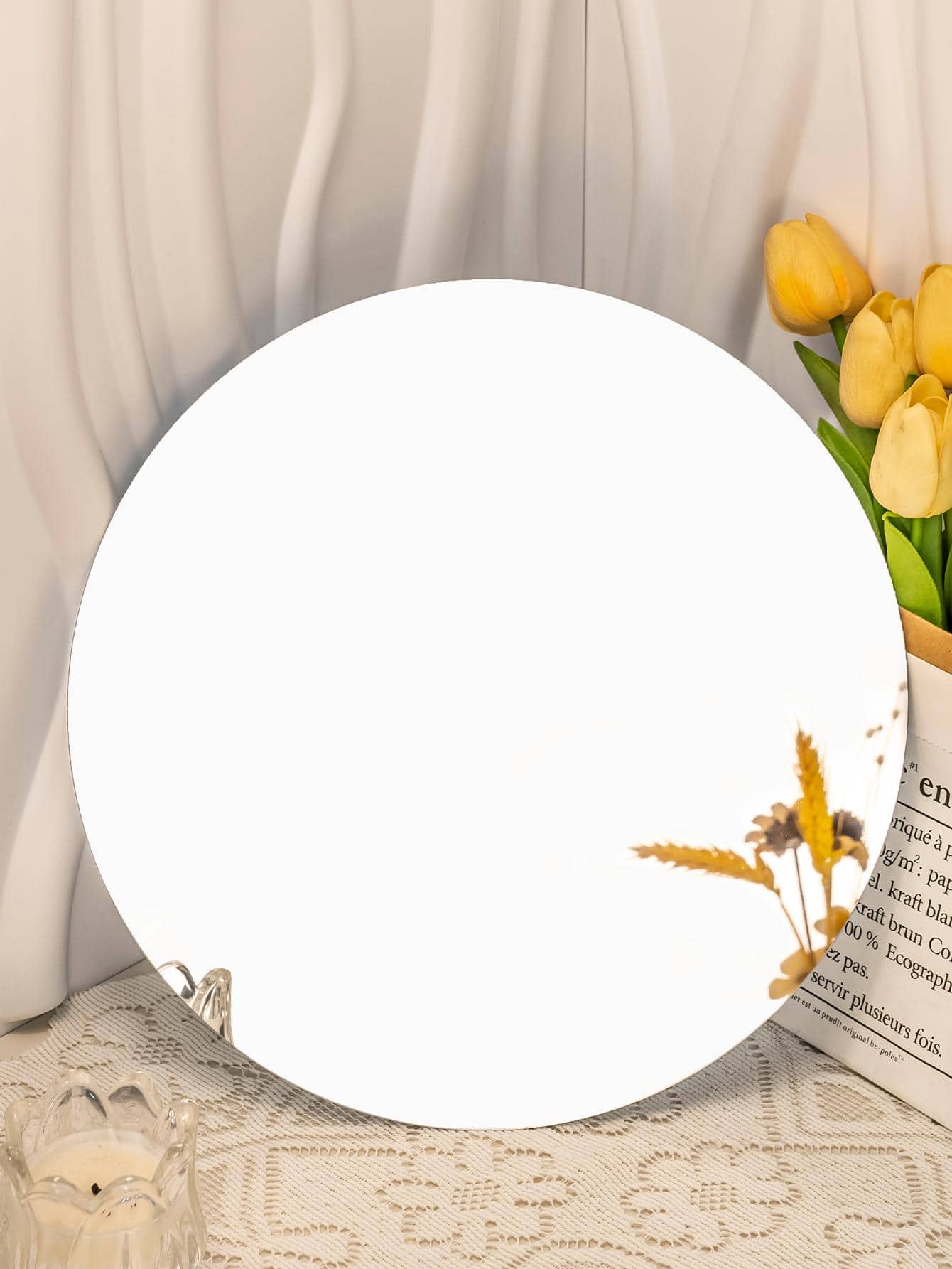 1 chiếc Gương Tròn Dán Tường Nhựa Gương Trang Trí cho Phòng Ngủ, Phòng Tắm, Phòng Khách - Bạc - Xem 1