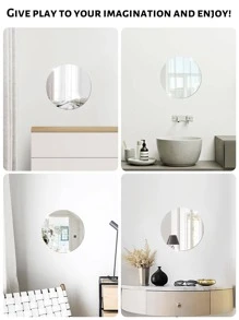 1 chiếc Gương Tròn Dán Tường Nhựa Gương Trang Trí cho Phòng Ngủ, Phòng Tắm, Phòng Khách - Bạc - Xem 2