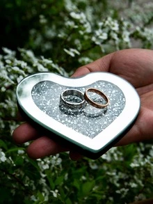 1pc Heart Design Jewelry Tray, Silver Ring Display Tray For Wedding - Silver - View 4