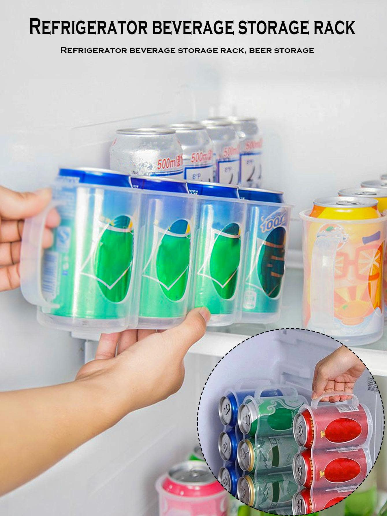 1入組透明飲料收納冰箱飲料收納容器 - 無色 - 查看 1