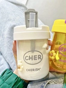 1入組字母圖案隨行杯小型便攜式戶外辦公室水瓶