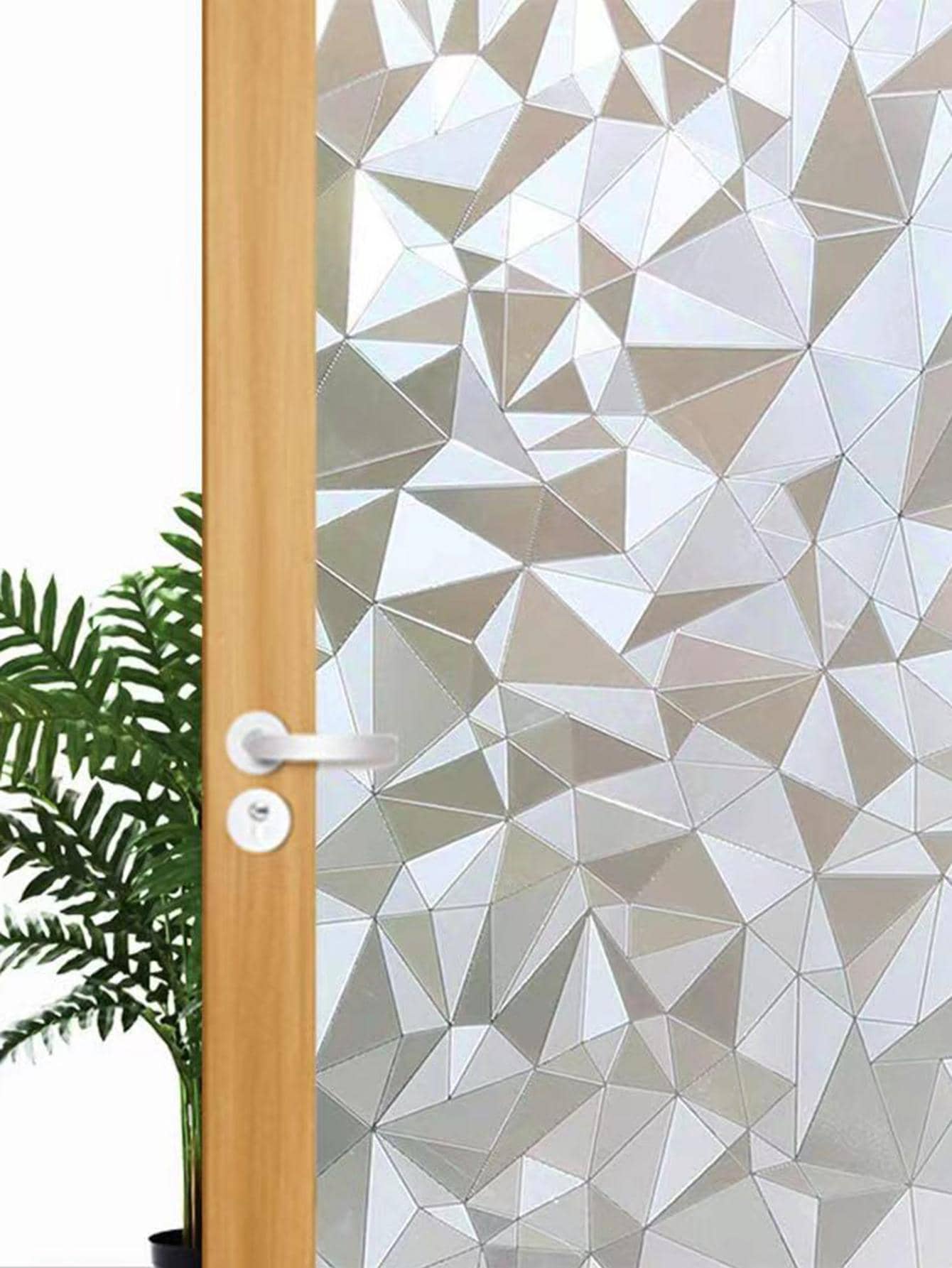 1 szt. Geometryczny wzór folia dekoracyjna, matowa pcv antystatyczna naklejka na szkło prywatności, gospodarstwo domowe - Biały - Zobacz 1
