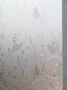 1片藤蔓圖案窗戶裝飾膜PVC磨砂防靜電隱私玻璃貼紙家用 - 白色 - 查看 1