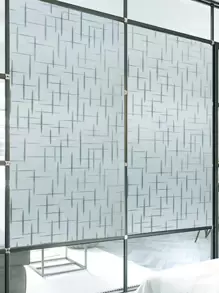 1pc Geometric Pattern Decorative Film, PVC Frosted Electrostatic Privacy Glass Sticker, For Household,Stickers,Wall Decal, Vinyl Decal For Home Decorations,Spring Decoration Items Refresh Your Home,Rama Decoration Stickers Gifts Birthday Graduation - White - View 2