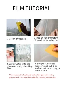 1pc Geometric Pattern Decorative Film, PVC Frosted Electrostatic Privacy Glass Sticker, For Household,Stickers,Wall Decal, Vinyl Decal For Home Decorations,Spring Decoration Items Refresh Your Home,Rama Decoration Stickers Gifts Birthday Graduation - White - View 9