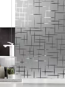 1pc Geometric Pattern Decorative Film, PVC Frosted Electrostatic Privacy Glass Sticker, For Household,Stickers,Wall Decal, Vinyl Decal For Home Decorations,Spring Decoration Items Refresh Your Home,Rama Decoration Stickers Gifts Birthday Graduation - White - View 1
