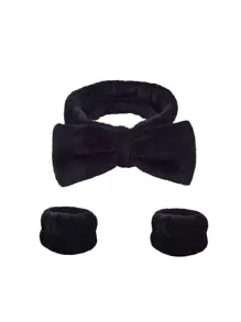 1/2/3入組多種顏色頭髮扎帶，珊瑚絨蝴蝶形的臉部清洗頭帶手帶，適用於浴室、護膚、旅行 - 紫色 - 查看 10