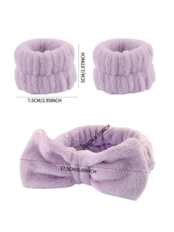 3pcs Bow Decor Bath Headband & Wristband Set SHEIN USA
