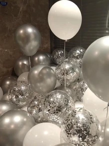 مجموعة بالونات 40 قطعة - مجموعة بالونات معدنية سميكة لحفلة عيد الميلاد ، مشهد تجاري ، ديكور المنزل - رمادي فاتح - مشاهدة 2