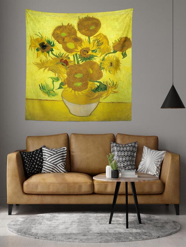 Sunflower Print Tapestry SHEIN UK