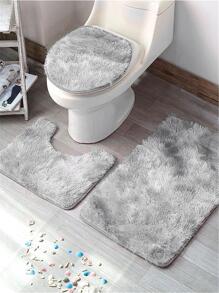 3 件套扎染浴室垫，简约涤纶防滑浴室地毯套装，适用于浴室入口装饰浴室厨房装饰 - 淺灰色 - 查看 3