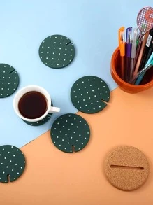 8入組仙人掌設計杯墊 - 墨綠色 - 查看 4