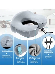 1 cái Gối Du Lịch Hai Tông Màu, Gối Du Lịch Polyester Hiện Đại Dành Cho Du Lịch - Xám - Xem 4
