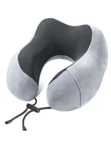 1 cái Gối Du Lịch Hai Tông Màu, Gối Du Lịch Polyester Hiện Đại Dành Cho Du Lịch - Xám - Xem 2