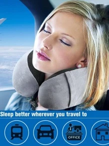 1 cái Gối Du Lịch Hai Tông Màu, Gối Du Lịch Polyester Hiện Đại Dành Cho Du Lịch - Xám - Xem 7