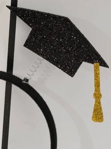 cái mũ tốt nghiệp trang trí tiệc băng đô - màu đen - Xem 3