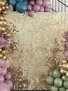 1pc Sequin Detail Wall Panel, Modern Plastic Backdrop Wall Decor For Party - Gold - View 3