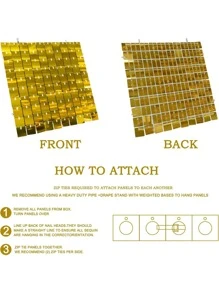 1pc Sequin Detail Wall Panel, Modern Plastic Backdrop Wall Decor For Party - Gold - View 7