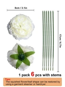 6pcs Artificial Flower Head, Modern Plastic Simulation Flower Head For Party - White - View 6